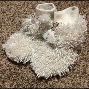 Shag white slipper booties
